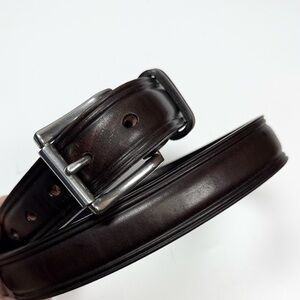 Dennis Knight Maker Men’s Leather Dark Brown Silver Buckle Made in USA Belt 36”